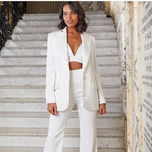 Our 'KIRA' White Blazer. Shimmering crystal embellishment